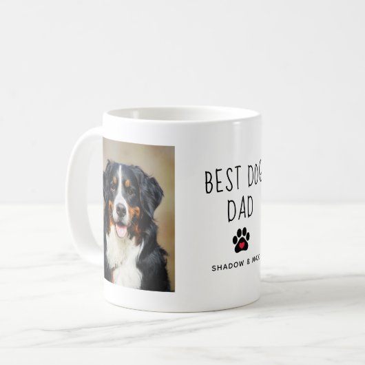 Bester Hund-Vater | Zwei Foto handgeschriebener Te Kaffeetasse (Vorderseite Links)