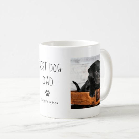Bester Hund-Vater | Zwei handgeschriebene Fotos Kaffeetasse (VorderseiteRechts)