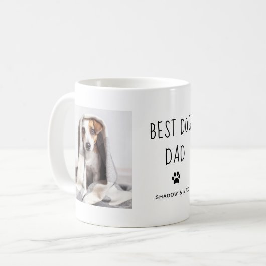 Bester Hund-Vater | Zwei handgeschriebene Fotos Kaffeetasse (Vorderseite Links)