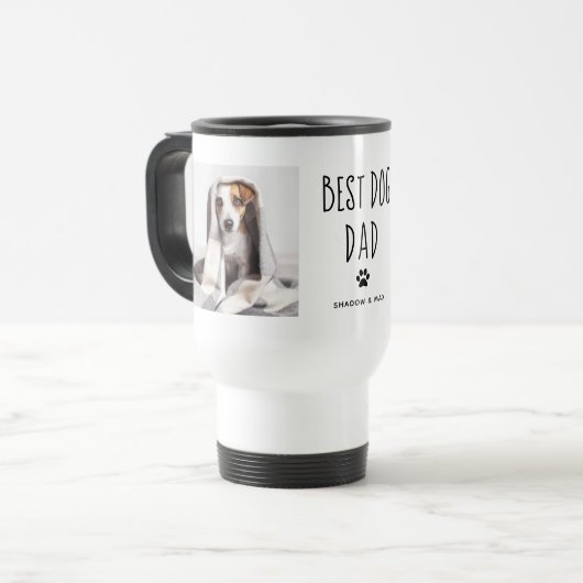 Bester Hund-Vater | Zwei handgeschriebene Fotos Reisebecher (Vorderseite Links)