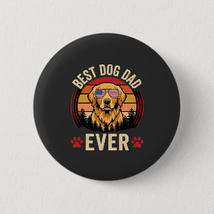 Bester Hunde-Vater Aller Zeiten Retro Golden Retri Button