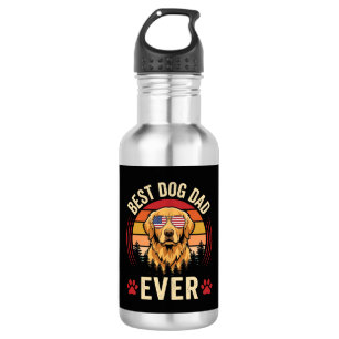 Bester Hunde-Vater Aller Zeiten Retro Golden Retri Edelstahlflasche