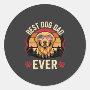 Bester Hunde-Vater Aller Zeiten Retro Golden Retri Runder Aufkleber