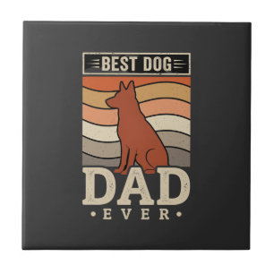 Bester Hunde-Vater Aller Zeiten Retro-Silhouette Fliese