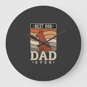 Bester Hunde-Vater Aller Zeiten Retro-Silhouette Große Wanduhr
