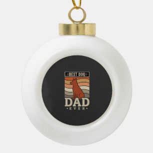 Bester Hunde-Vater Aller Zeiten Retro-Silhouette Keramik Kugel-Ornament