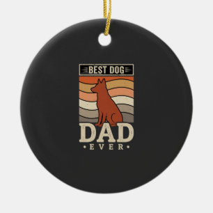 Bester Hunde-Vater Aller Zeiten Retro-Silhouette Keramik Ornament