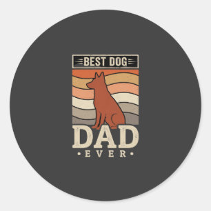 Bester Hunde-Vater Aller Zeiten Retro-Silhouette Runder Aufkleber