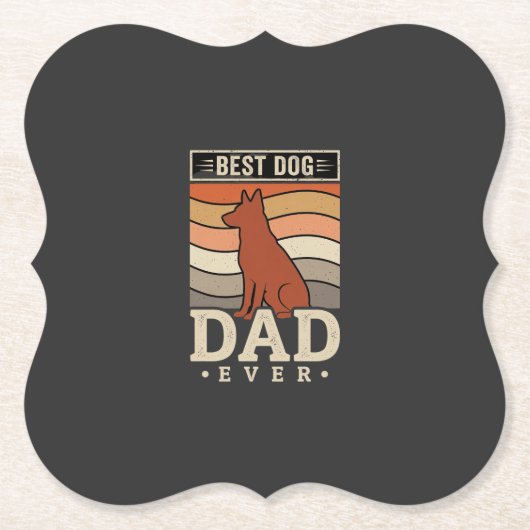 Bester Hunde-Vater Aller Zeiten Retro-Silhouette Untersetzer (Vorderseite)