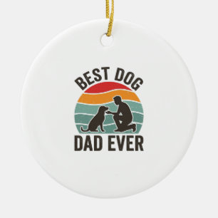 Bester Hunde-Vater Aller Zeiten Vintage-Sonnenunte Keramik Ornament