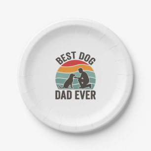 Bester Hunde-Vater Aller Zeiten Vintage-Sonnenunte Pappteller
