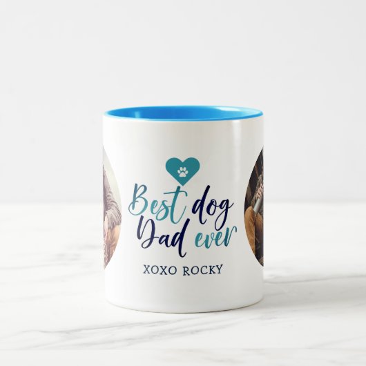 Bester Hunde-Vater je 2-Foto-Tasse Zweifarbige Tasse (Mittel)