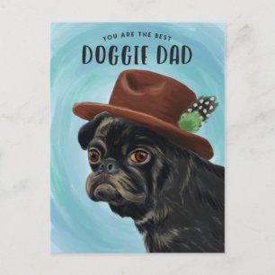 Bester Hunde-Vater Pug-Welpe Vatertag Postkarte