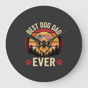 Bester Hundepapa Aller Zeiten Retro Golden Retriev Große Wanduhr