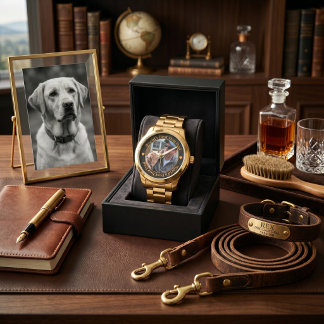 Bester Hundepapa der Welt Modernes Schwarz & Gold  Armbanduhr