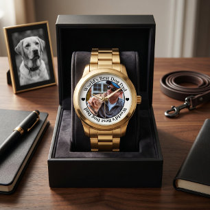 Bester Hundepapa der Welt Modernes Schwarz-Weiß-El Armbanduhr