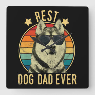 Bester Hundepapa Geschenk für sibirischen Husky Quadratische Wanduhr