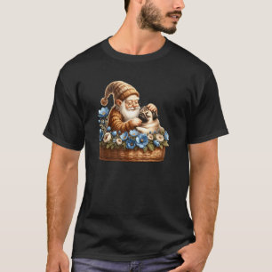 Bester Hundepapa Pug Opa In Einem Blumen-Hundekorb T-Shirt