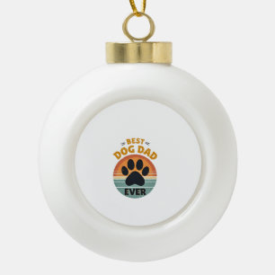 Bester Hundepapa überhaupt Vintage Retro Pfote Son Keramik Kugel-Ornament