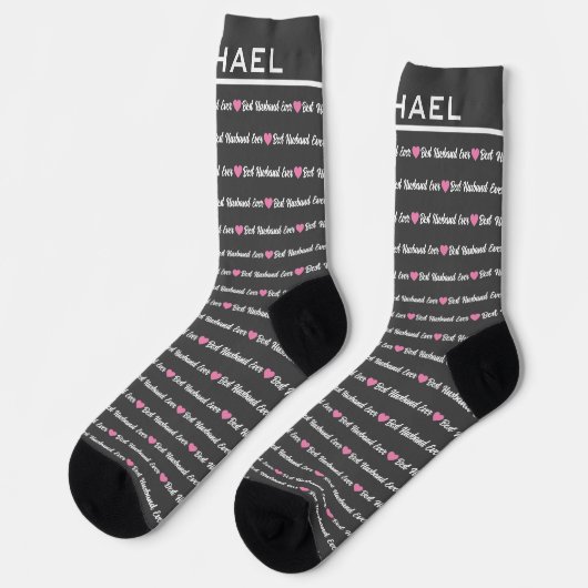 Bester Husband je | Elegant Monogram Socken (Linkes Detail)