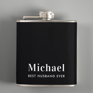 Bester Husband je Monogram Black Flachmann