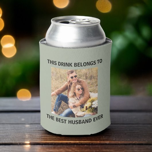 Bester Husband je Personalisiertes Foto Sage Green Dosenkühler