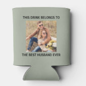 Bester Husband je Personalisiertes Foto Sage Green Dosenkühler (Rückseite)