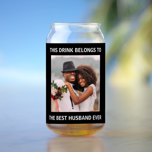 Bester Husband je Personalisiertes Foto Schwarz Dosenglas