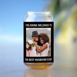 Bester Husband je Personalisiertes Foto Schwarz Dosenglas
