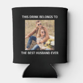 Bester Husband je Personalisiertes Foto Schwarz Dosenkühler (Rückseite)