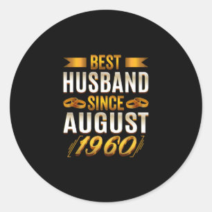 Bester Husband seit August 1960 - Funny 60. Runder Aufkleber