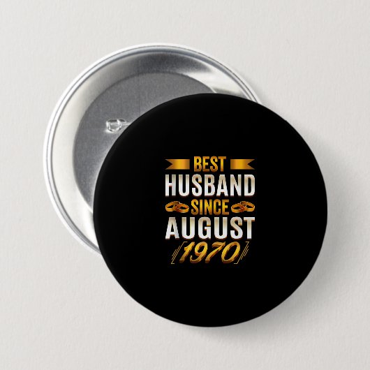 Bester Husband seit August 1970 - Funny 50. Button (Vorne & Hinten)