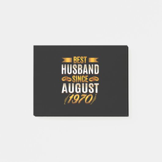 Bester Husband seit August 1970 - Funny 50. Post-it Klebezettel (Vorderseite)