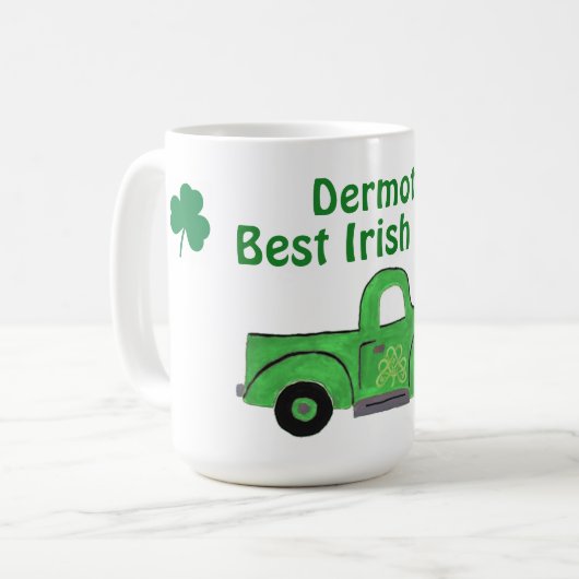 Bester irischer Vater Vintage handbemalter grüner  Kaffeetasse (Vorderseite Links)