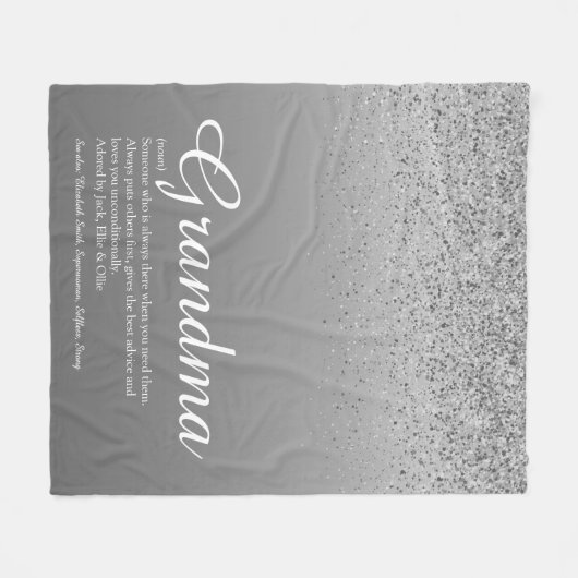 Bester jemals Oma Definition Silver Glitzer Fleecedecke (Vorderseite (Horizontal))
