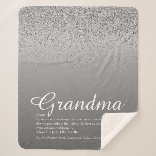 Bester jemals Oma Definition Silver Glitzer Sherpadecke (Vorderseite)