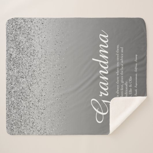 Bester jemals Oma Definition Silver Glitzer Sherpadecke (Vorderseite (Horizontal))