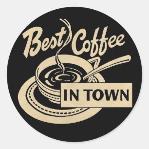 Bester Kaffee der Stadt Sepia Runder Aufkleber