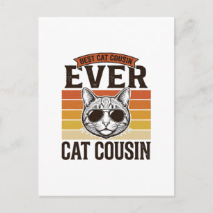 Bester Katzen-Cousin überhaupt Vintage-Katze-Shirt Postkarte