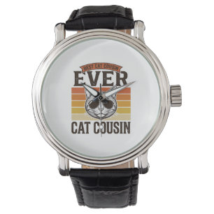Bester Katzen-Cousin überhaupt Vintage-Katzen-Shir Armbanduhr