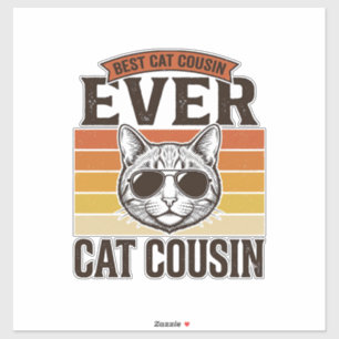 Bester Katzen-Cousin überhaupt Vintage-Katzen-Shir Aufkleber