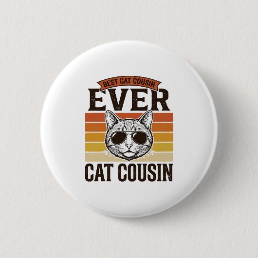 Bester Katzen-Cousin überhaupt Vintage-Katzen-Shir Button (Vorderseite)