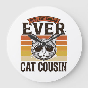 Bester Katzen-Cousin überhaupt Vintage-Katzen-Shir Große Wanduhr