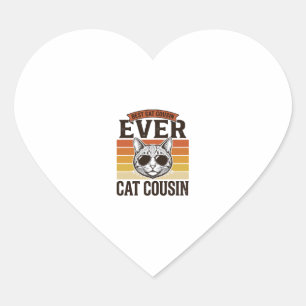 Bester Katzen-Cousin überhaupt Vintage-Katzen-Shir Herz-Aufkleber