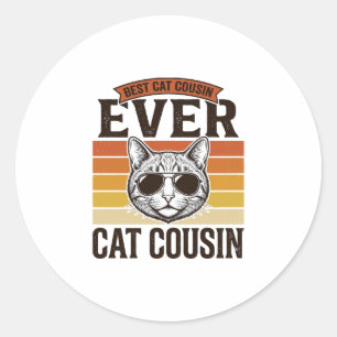 Bester Katzen-Cousin überhaupt Vintage-Katzen-Shir Runder Aufkleber