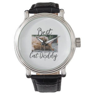 Bester Katzen-Daddy Elterntier-Foto Papa Mama einf Armbanduhr