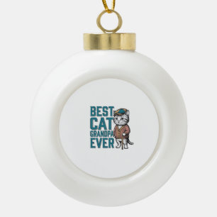 Bester Katzen-Opa Ever Vintage Katzen-Opa-Shirt De Keramik Kugel-Ornament