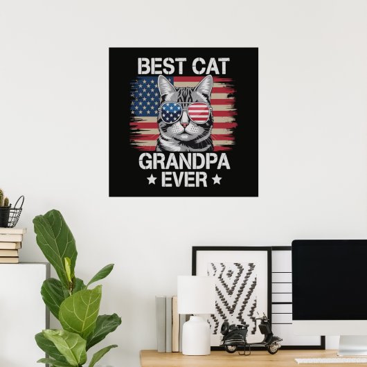 Bester Katzen-Opa überhaupt Amerikaner Poster (Heimbüro)