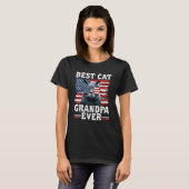 Bester Katzen-Opa überhaupt Amerikanische Flagge P T-Shirt (Vorne ganz)