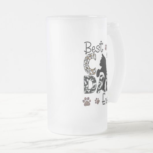 Bester Katzen-Vater je, Katzen-Vater-Leopard, Katz Mattglas Bierglas (VorderseiteRechts)